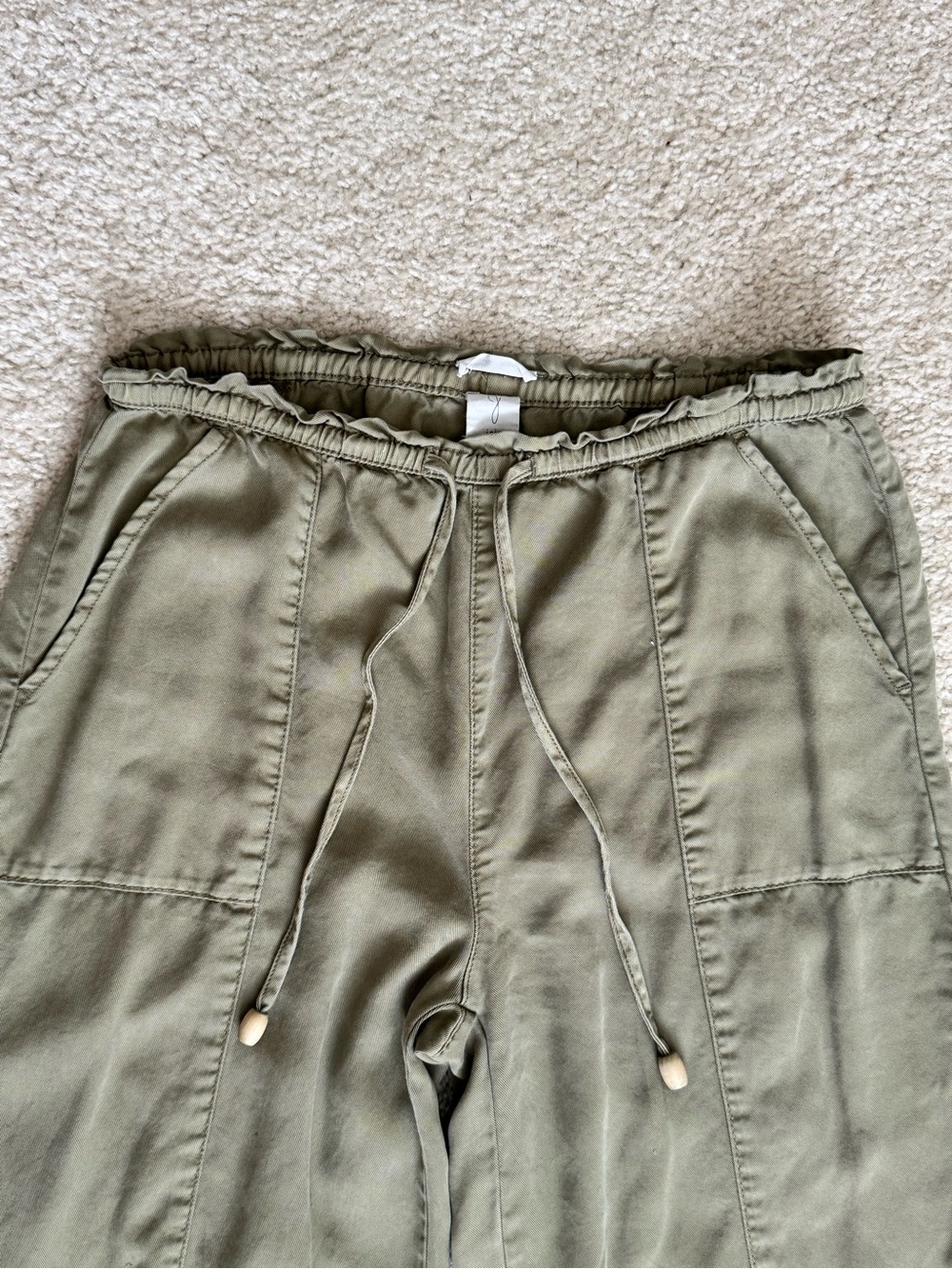 🔹 Joie Soft Lyocell Wide Leg Crop Pants Size Small Olive Green - Picture 4 of 6